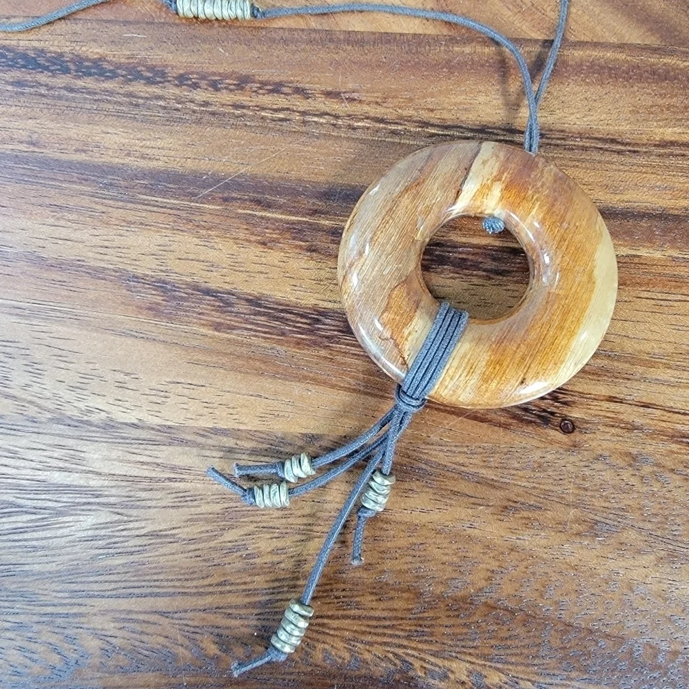 J. Jill Brown Pendant Necklace with Tassels On Rope